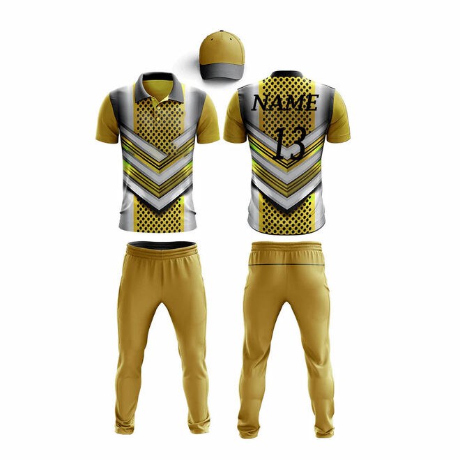 Customizable Mens Cricket Team Jersey Uniform with Hat