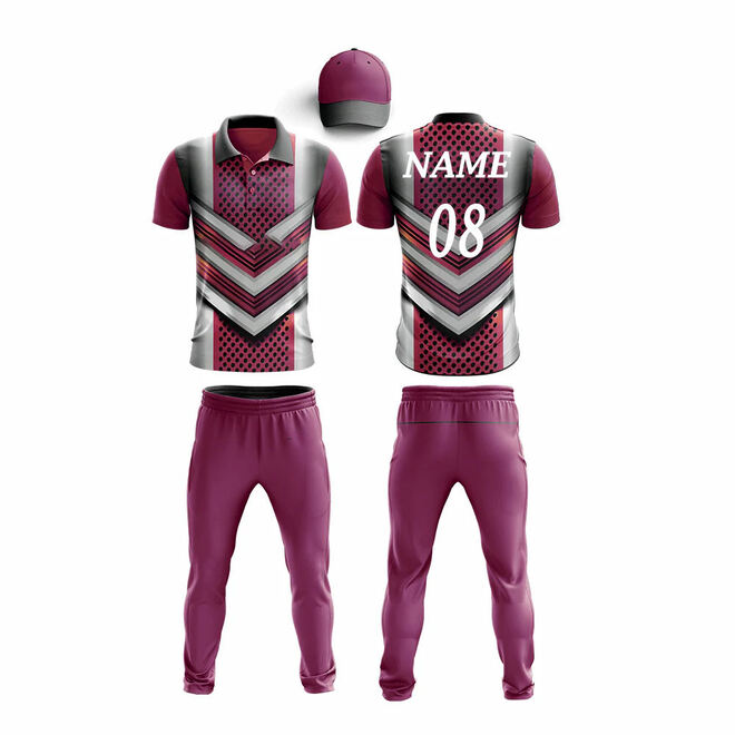 Customizable Mens Cricket Team Jersey Uniform with Hat