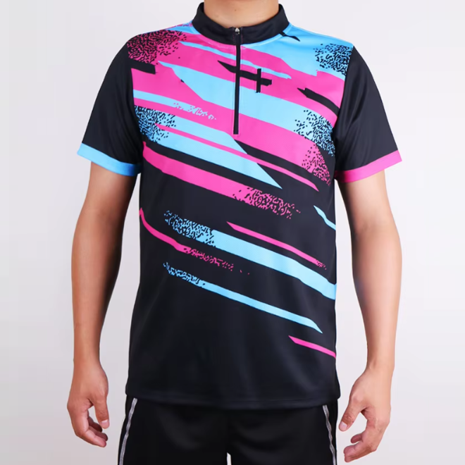 Striped Half Zip Quick Drying Bowling Jerseys